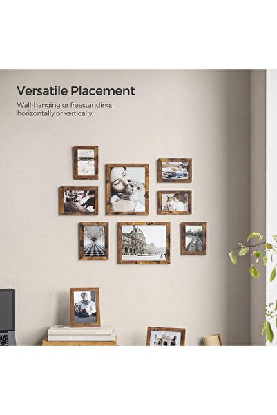 SONGMICS Picture Frames, 10 Pack Collage Set (Rustic Brown)