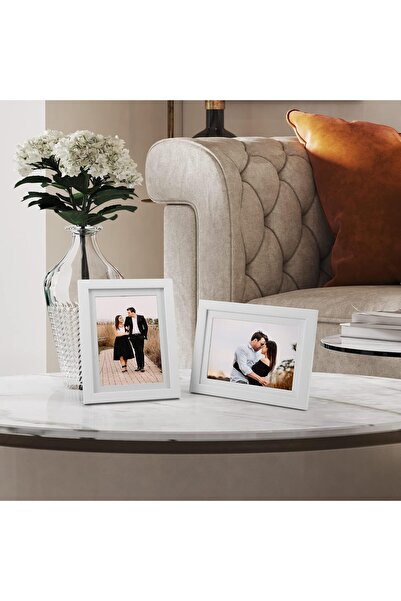 BIGTHREE White Wood Grain Picture Frame Set, 13 x 18 cm (Set of 4)