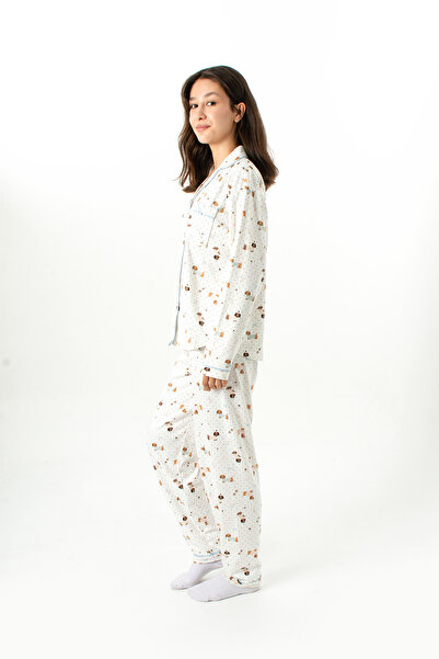 Ecrou Women's Ecru New Start Peter Pan collar Long Sleeve Trouser Pajama Set