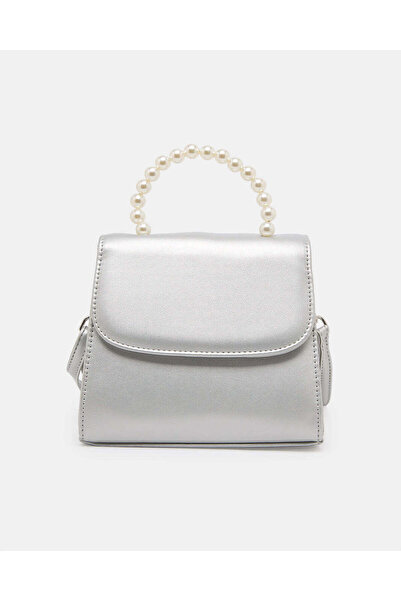 REDTAG Girls Silver Pearl Crossbody Bag