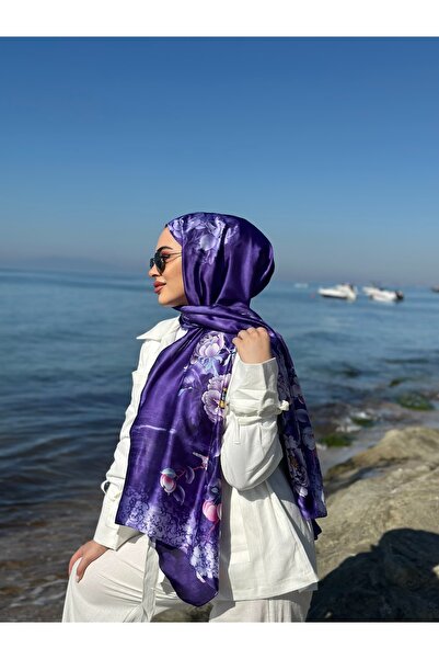 tomrisboutique Luxury Voile Silk Shawl Hijab Foulard Scarf Shawl Floral Patte...