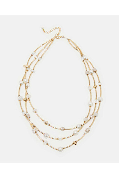 REDTAG قلادة نسائية ذهبية مزينة باللؤلؤ