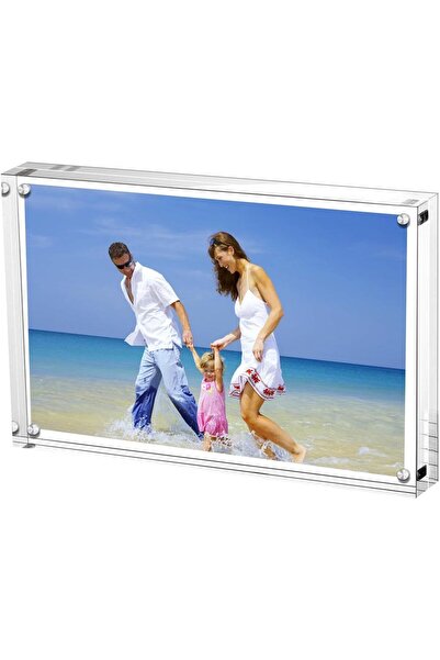 Aputue Acrylic Photo Frame, Double-Sided Magnetic 15x20 cm Frameless Desktop Display