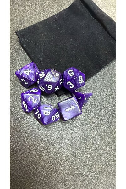 zerzembe DND Frp Zar Seti 7li Set Dnd Zarı Dungeons And Dragons Masaüstü Oyun Zarı MOR MERMER
