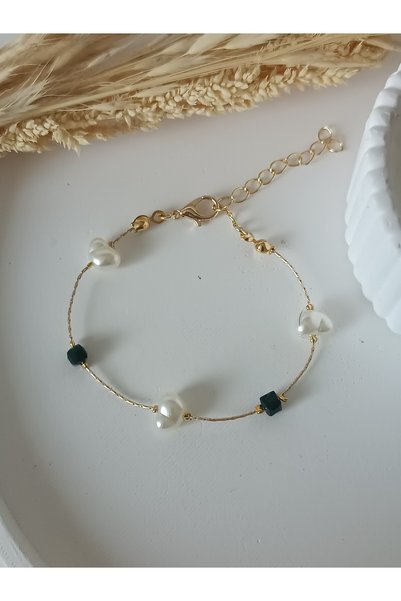 La fee aksesuar Women's Bracelet Gold Black White Pearl Bead Detail Gift New Year Mother's Day Valentine's Day Gift