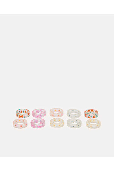 REDTAG مجموعة خواتم مزخرفة متنوعة للبنات (عبوة من 10 قطع)