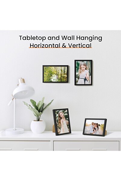 TAME مجموعة إطارات صور 6×8 من 3 قطع، إطارات خشبية مع زجاج شبكي أكريليك (أسود)