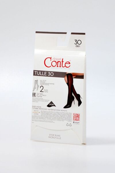 Conte Elegant Women's socks, 3/4 length, Lycra, Conte Tulle 30 Den (2 pairs) - Bronze, 36-39 (23-25)