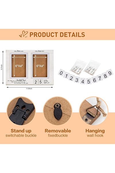 EWEIS Wedding & Anniversary Picture Frame for Couples, 4x6