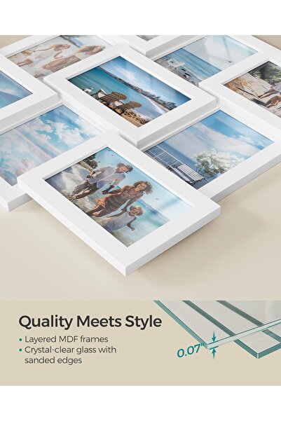 SONGMICS 4x6 Collage Picture Frames for Wall Decor, 9-Pack, Cloud White