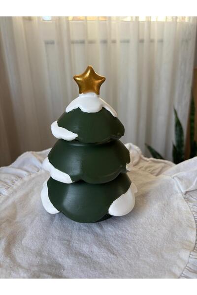 Decorative , Christmas Pine Concrete Candle Holder, 3-Piece, Gold Star , Amber Scented