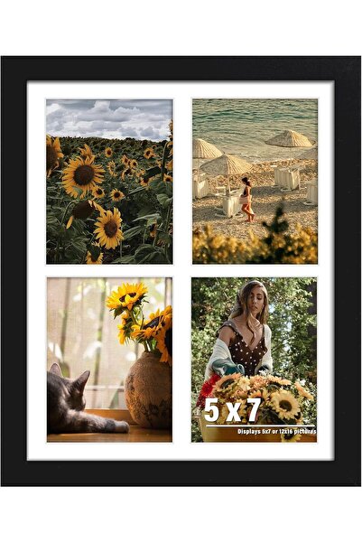 TOYBY إطار صور مجمعة مقاس 12×16 (يعرض ثلاث صور مقاس 5×7) - أسود