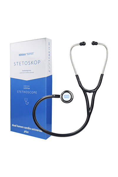 Novama Expert cardiological stethoscope, double stainless steel head, 2 sets of ear tips, Black