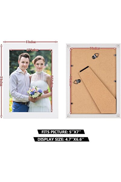Idrese 5x7 inch Picture Frame Made of Solid Wood High Definition Glass (White)