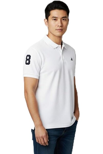 Ethic Solutions Men’s Premium Cotton Polo Shirt with Embroidered Logo – White
