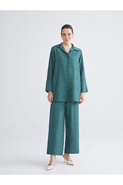 LC Waikiki Lcwaikiki Classic Green Elastic Waist Patterned Wide Leg Pants for...