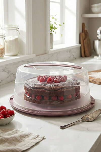 Poomy Lockable Cake Pan Pastry Pie Transport and Storage Container Round Presentation Pan with Handle