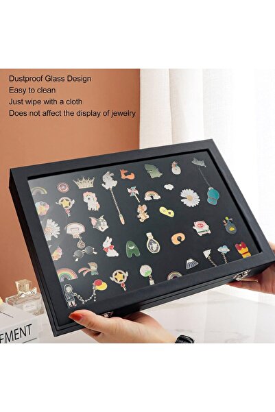 DAUB Pin Display Case, Dustproof Shadow Box Frame with Sponge Lining for Pin Collection