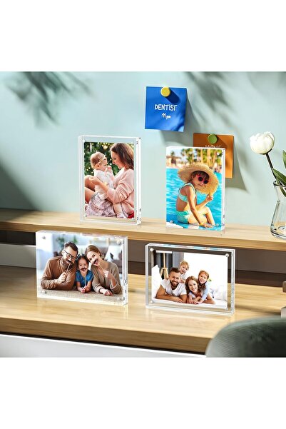 LBOYLOVE 3-Piece 4x6 Double-Sided Clear Acrylic Picture Frames (Magnetic, Frameless)