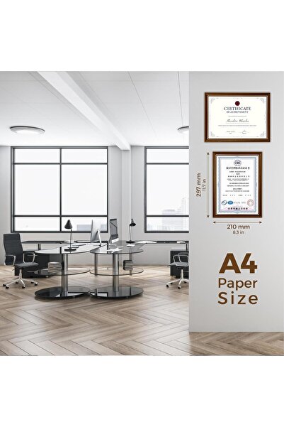 Generic Document Frame with Golden Edge - A4 / 8x10 / 11x14 Brown Wooden Certificate Frame