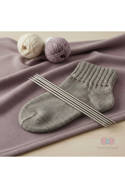 Hobi Dünyası 5'li Titanyum Çift Uçlu Çorap Şişi Seti | Ultra Hafif , 5x20cm (...