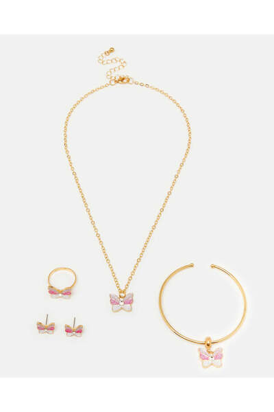 REDTAG مجموعة مجوهرات ذهبية للبنات (عبوة من 5 قطع)