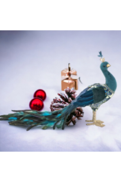 ELEDEEA Decorațiune păun albastru-turcoaz 50 cm