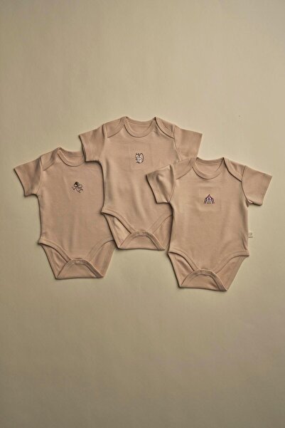 Oh La La Koala For Little Ones 3-Piece Beige Dreams Series Short Sleeve Snap-...