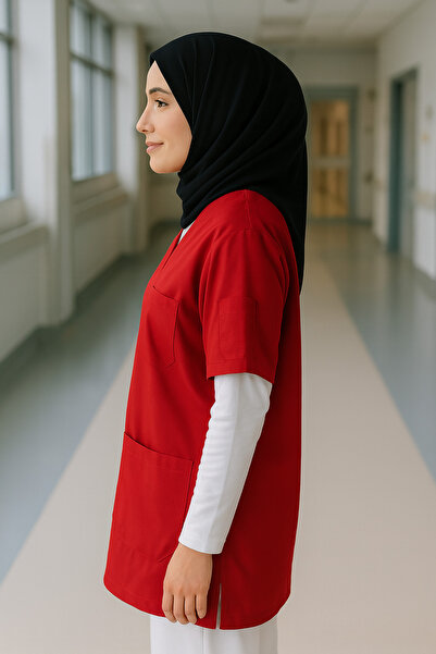 mirach Hijab Scrubs Wide Fit 4 Pocket Long Oversized Model 1. Quality Fabric Comfortable Working Uniform