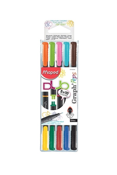 Maped Fineliner Graph Peps Duo 5 bucati/set 10 culori asortate