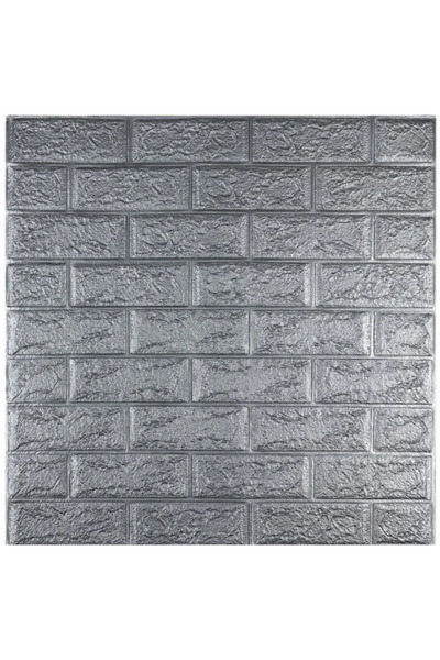 SDEPOT Set de 20 plăci de tapet S DEPOT®, grosime 2 mm, dimensiuni 70x77 cm, imitație cărămidă, argintiu