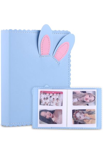 NALACAL 64-Pocket Photo Album for Fujifilm Instax Mini & 2x3 Inch Cards - Blue