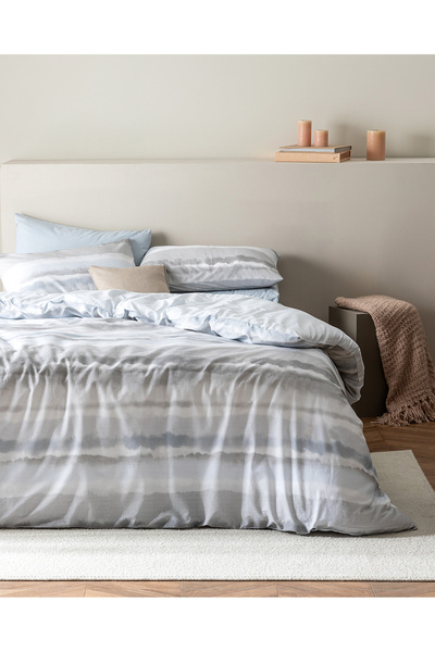 Madame Coco Leda Single 100% Cotton Ranforce Printed Duvet Cover Set - Gray