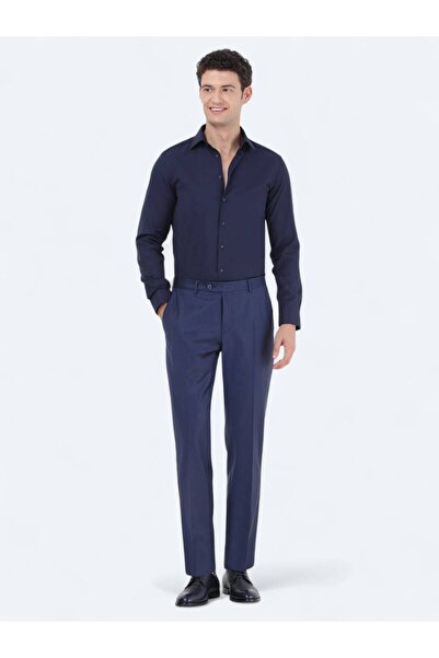 Kip Cămașă clasică din amestec de bumbac, albastru bleumarin, slim fit