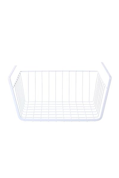 Generic سلة تخزين معلقة تحت الرف، أبيض، سلكية معدنية، سعة تحميل 4 كجم، للمطبخ...
