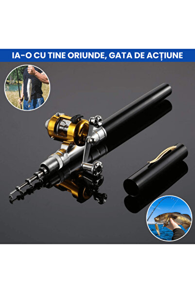 OferteTop Mini Undiță de Pescuit cu Mulinetă, Telescopică și Ușor de Transportat
