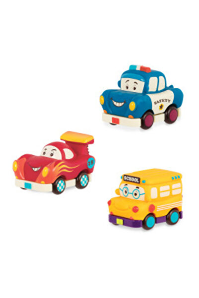 BToys B.Toys Set of 3 Mini Cars – Race Car, Police Car and School Bus
