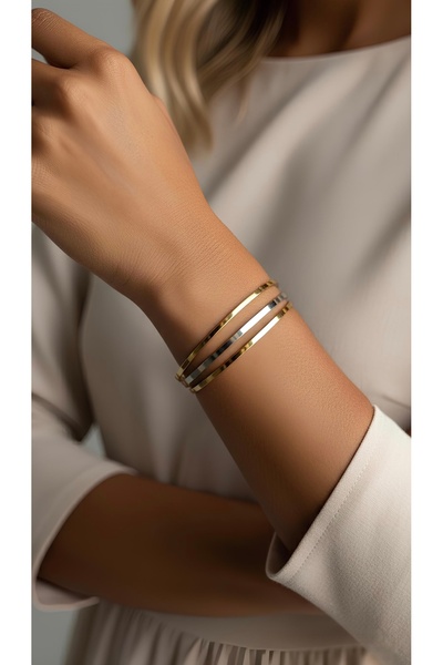 İNN JEWELLERY Çelik Ajda Bilezik Kararmaz Antialerjik (6.5mm) 3 ADET FİYATIDI...