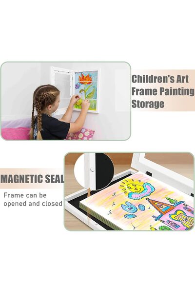Duomama A4 Kids Art Frame - Front Opening Picture Frame for Children's Artwork - White