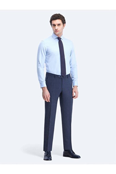 Kip Ανοιχτό μπλε ίσιο πουκάμισο με κανονική εφαρμογή, υφαντό κλασικό βαμβακερό πουκάμισο