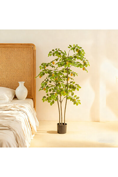 SCHENKERO 160cm (5.25ft) Fake Lemon Tree Realistic Lemons Dense Foliage Indoor Outdoor Garden Use.