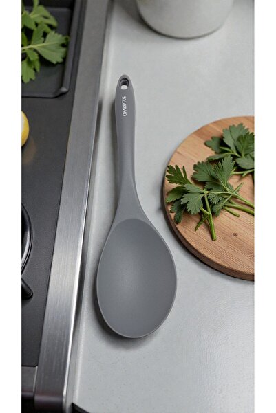 Manosta Heat Resistant 30 cm Large Serving Spoon - Fireproof, Non-Stick, Hard-Tipped Silicone Table Spoon
