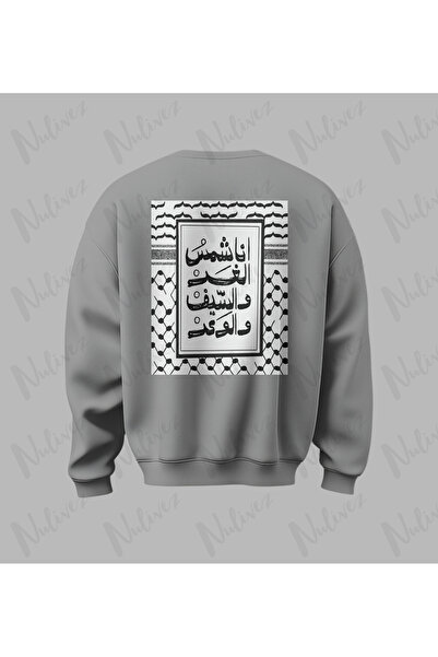 Nulivez Palestine Design Back Printed High Quality Unisex Oversized O Neck Sweatshirt