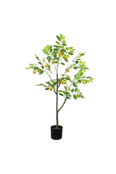 SCHENKERO 120cm (3.9ft) Artificial Lemon Tree Faux Lemons PE Leaves Compact Kitchen Window Sill.