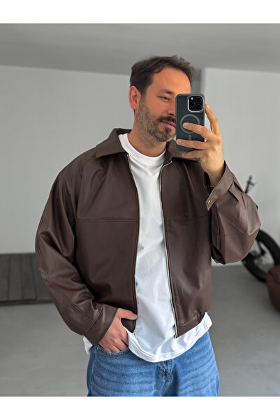 BYBASICMAN Coffee Sleeve Buttoned Leather Jacket Jj-2025