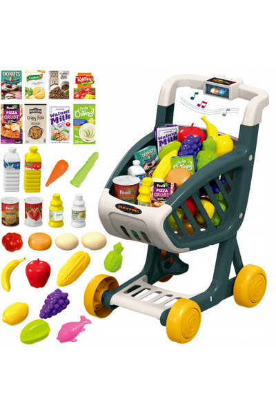 Matadi Green children's shopping cart with moving wheels, equipped with lights and 16 songs,