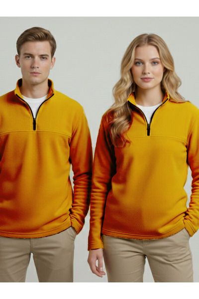 SmallTouch Unısex Tüylenme Yapmayan Normal Kalıp Dik Yaka Soğuk Geçirmez Polar