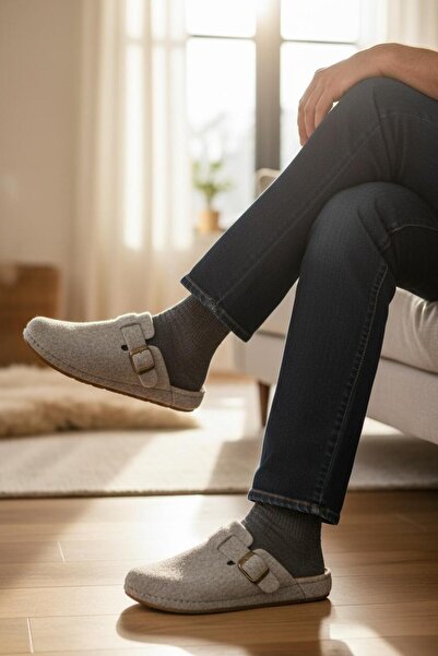 Twigy Full Orthopedic Felt Men's Comfortable and Lightweight Stylish Gray House Slippers