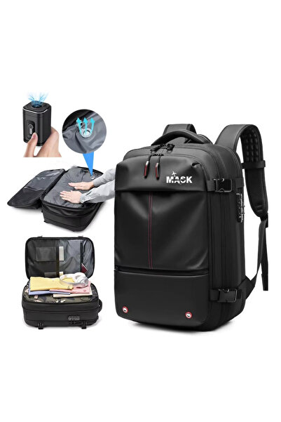 MASKON Vacuum Backpack for Air Travel Vacuum Pump Included, Water Resistant, 900D Oxford Fabric,Expandable