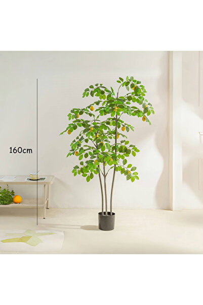 SCHENKERO 160cm (5.25ft) Fake Lemon Tree Realistic Lemons Dense Foliage Indoor Outdoor Garden Use.